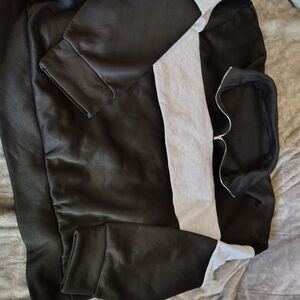 Black and Gray Quarter-Zip Pullover and wide leg pants sweater 5xl pants 3xl